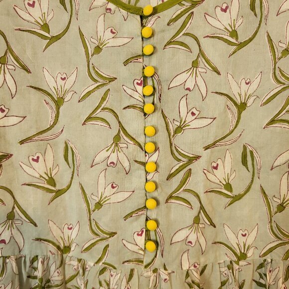 Gudrun Sjoden Green and Yellow Floral Midi Dress - Picture 4 of 9